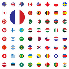 France round flag icon. Round World Flags Vector illustration Icons Set.