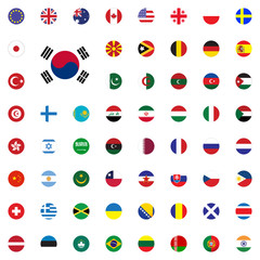 South Korea round flag icon. Round World Flags Vector illustration Icons Set.