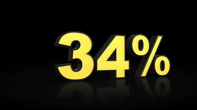 Counting from zero 0 to thirty-five 35 % percent 3D animation