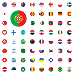 Portugal round flag icon. Round World Flags Vector illustration Icons Set.