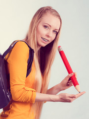 Young woman going to school