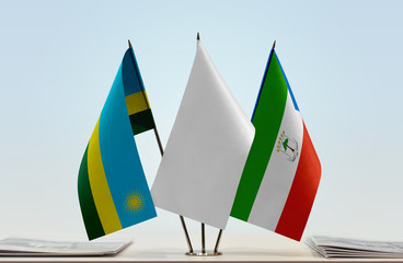 Flags of Rwanda and Equatorial Guinea with a white flag in the middle