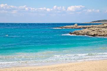 Italian sandy beach and turquoise sea