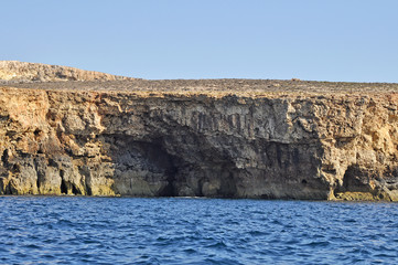 Rocks, boulders, stones and sea on the island of Gozo