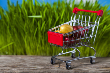 Shopping cart with Easter eggs