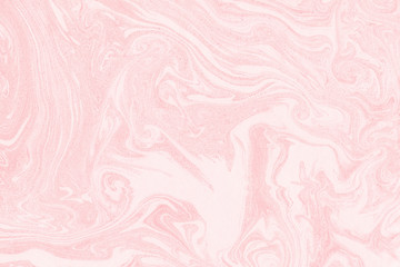 Fototapeta premium Suminagashi marble texture hand painted with pink ink. Digital paper 1428 performed in traditional japanese suminagashi floating ink technique. Fetching liquid abstract background.