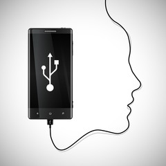 Mobile phone with a face.