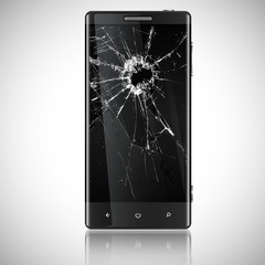 Broken mobile phone, vector