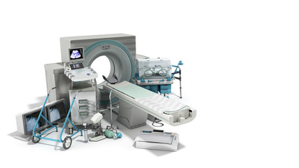 Modern technology in the medical technic 3d render on white