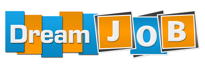 Dream Job Blue Orange Stripes Squares 