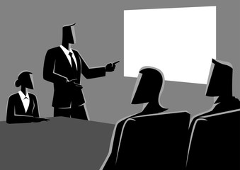 Fototapeta na wymiar Business people having a meeting using projector