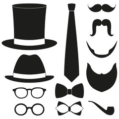 Icon poster man father dad day element set.