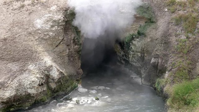 dragons mouth spring in hayden valley of yellowstone national park, usa