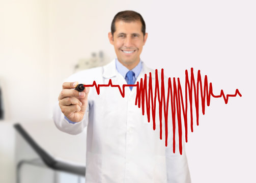 drawing chart heartbeat at hospital
