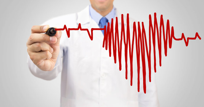 drawing chart heartbeat with gray background