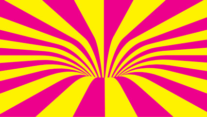 Yellow and pink funnel converging lines 