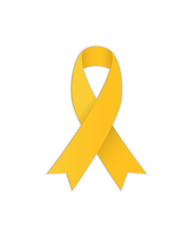 Yellow ribbon. Vector Symbolic object. Awareness ribbon
