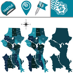 Map of Seattle with Districts