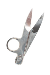 Saved path, Old metal sewing scissors isolated on a white background