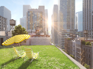 garden in a big city. living concept. 3d rendering