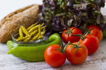 Vegetables and bread