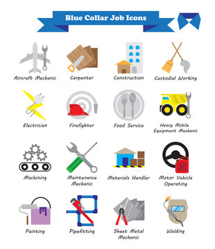 Blue Collar Job - Colorful Flat Icons