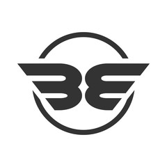 BE Initials Winged Shape Symbol Design