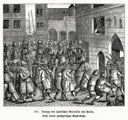 Departure of Spanish troops from Paris, 22 March 1594 (from Spamers Illustrierte Weltgeschichte, 1894, 5[1], 678)