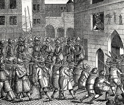 Departure of Spanish troops from Paris, 22 March 1594 (from Spamers Illustrierte Weltgeschichte, 1894, 5[1], 678)