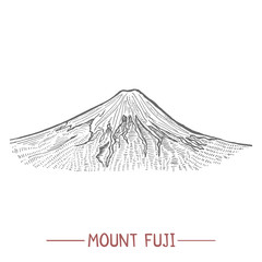 Mount Fuji. Mount in Hand Drawn Style for Surface Design Fliers Prints Cards Banners. Vector Illustration 