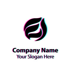 Abstract logo design with glitch effect on white background, Abstract graphic icon, logo design template, symbol for company