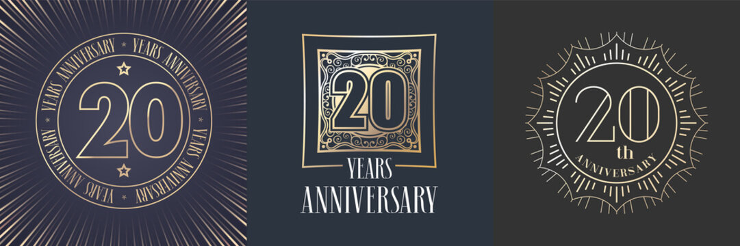 20 years anniversary vector icon, logo set