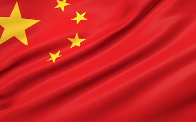 3D illustration of China flag