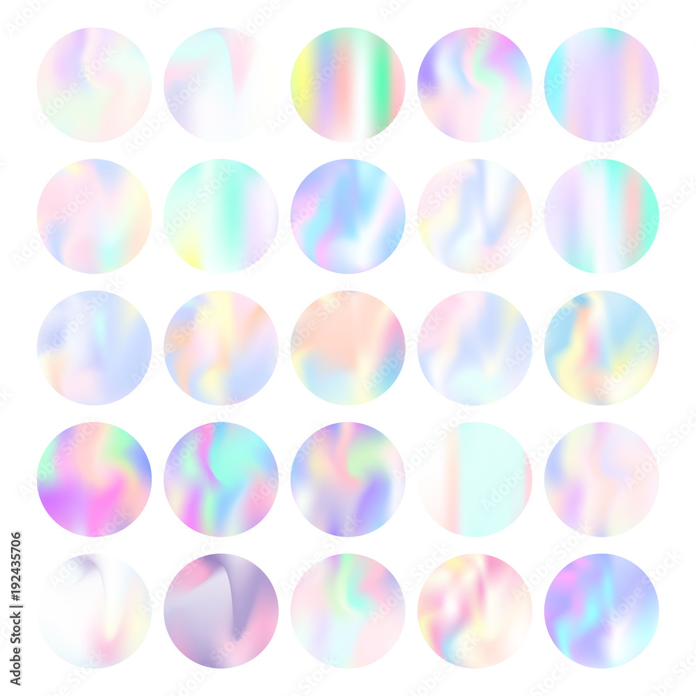 Poster gradient mesh abstract backgrounds set. futuristic holographic backdrop with gradient mesh. 90s, 80s
