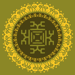 Hand drawn round frame, decorative design elements, circle tribal border ornament. Vector