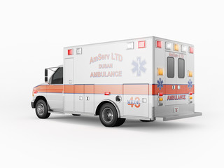 Ambulance emergency on a white background. 3D rendering