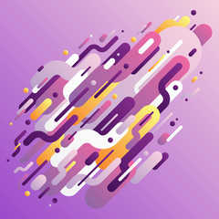 Conceptual modern style composition with geometric shapes in various colors. Abstract background design with rounded lines. Vector illustration.