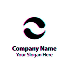Abstract logo design with glitch effect on white background, Abstract graphic icon, logo design template, symbol for company