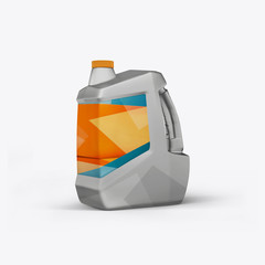3D render cans of motor oil on a white background