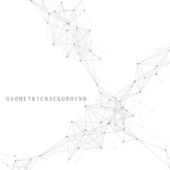 Geometric graphic background molecule and communication. Big data complex with compounds. Perspective backdrop. Minimal array. Digital data visualization. Scientific cybernetic vector illustration.
