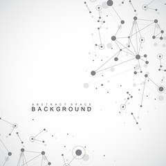 Geometric graphic background molecule and communication. Big data complex with compounds. Perspective backdrop. Minimal array. Digital data visualization. Scientific cybernetic vector illustration.