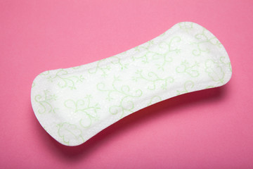 White woman hygiene protection isolated on pink background.