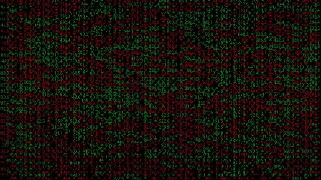 Abstract digital noise pattern with red and green sectors. Blinking leds on big board.