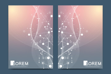 Modern vector template for brochure Leaflet flyer advert cover catalog magazine or annual report. Geometric background molecule and communication. Cybernetic dots. Lines plexus. Card surface.