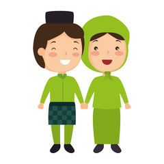 Muslim couple avatars characters vector illustration design