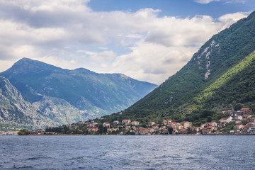 Fototapeta na wymiar Mountains on the coast of Kotor Bay in Montenegro