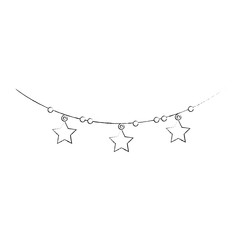 garland with stars hanging vector illustration design