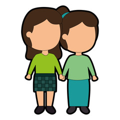 cute little girls characters vector illustration design