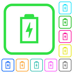 Battery with energy symbol vivid colored flat icons