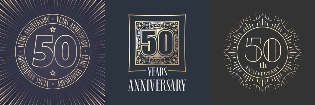 50 years anniversary vector icon, logo set